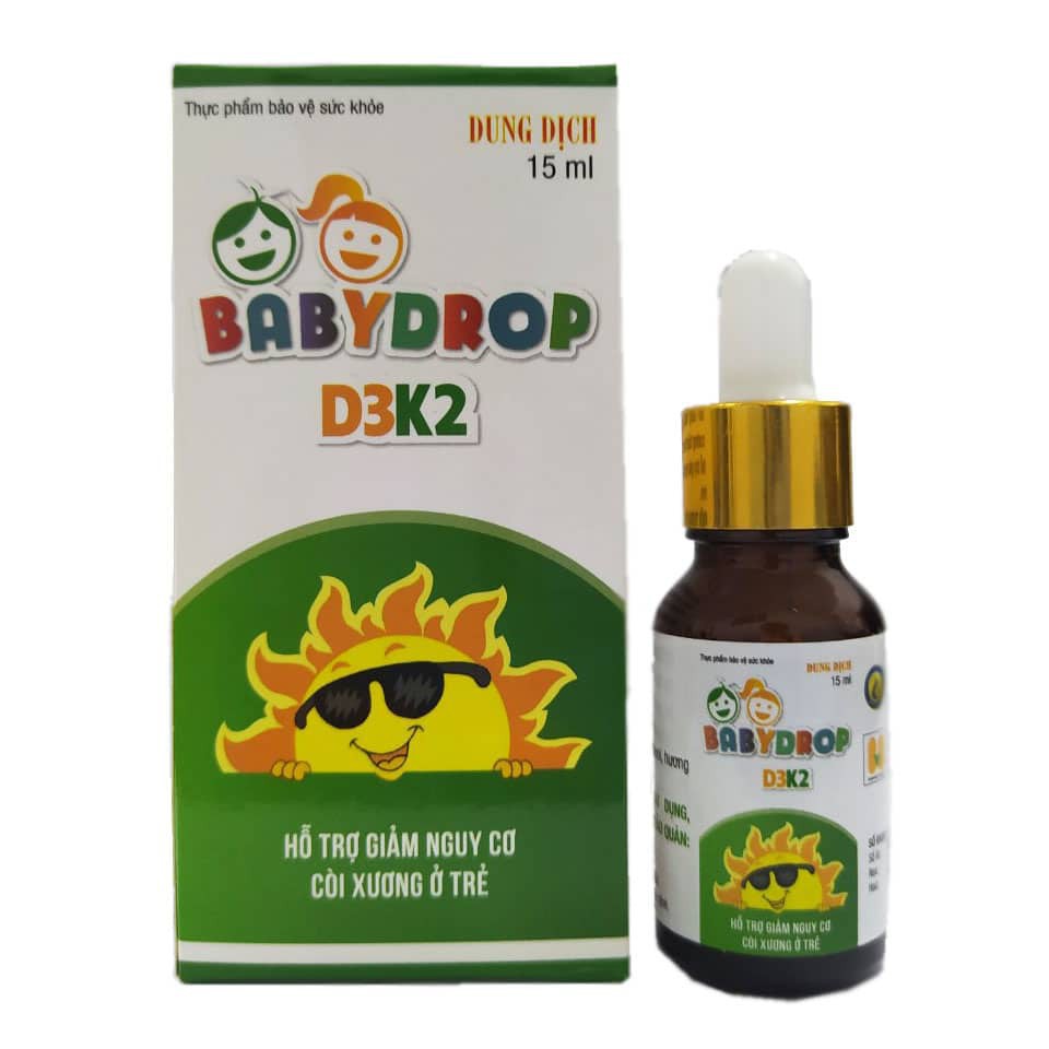 Baby Drop D3K2 - Bổ sung vitamin D3, K2 Giúp tăng cường hấp thu Canxi cho cơ thể. Hỗ trợ giảm nguy cơ còi xương ở trẻ