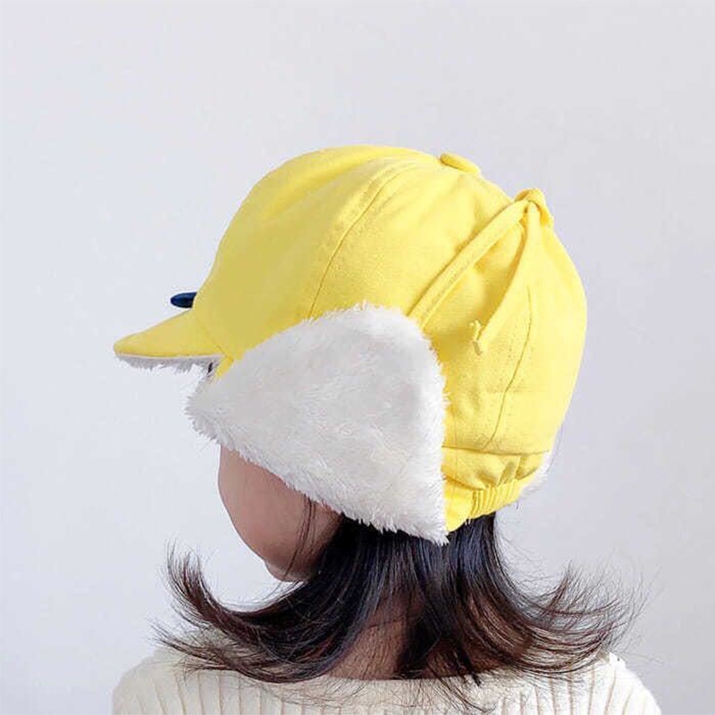 Mũ Len Lông Cừu Dày Dặn Chống Gió Giữ Ấm Tai Họa Tiết Hoạt Hình Dễ Thương Cho Bé Trai Và Gái