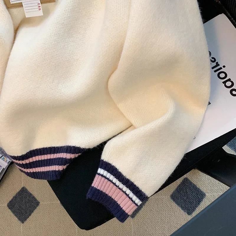 Áo sweater Giả Hai Lớp Mềm Mại Thời Trang Thu Đông Phong Cách retro Cho Nữ