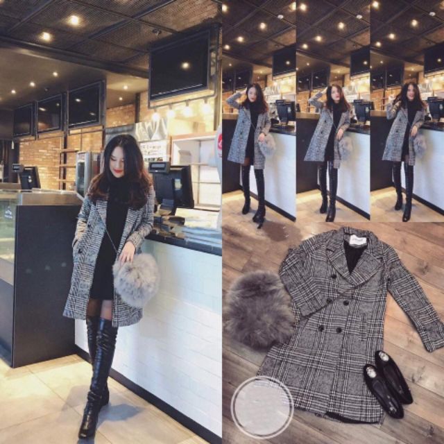 Áo măng tô kẻ chất dạ đẹp siu hot hanoivnxk | BigBuy360 - bigbuy360.vn