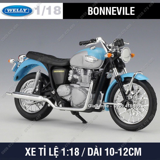 Xe Mô Hình Triumph Bonneville 2002 Tỉ Lệ 1:18 - Welly – Xanh Dương - 8880.1