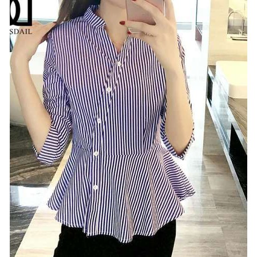 Áo Thun Nữ Ngắn Tay Kẻ Sọc Thời Trang Hàn Quốc Cỡ S-2XL