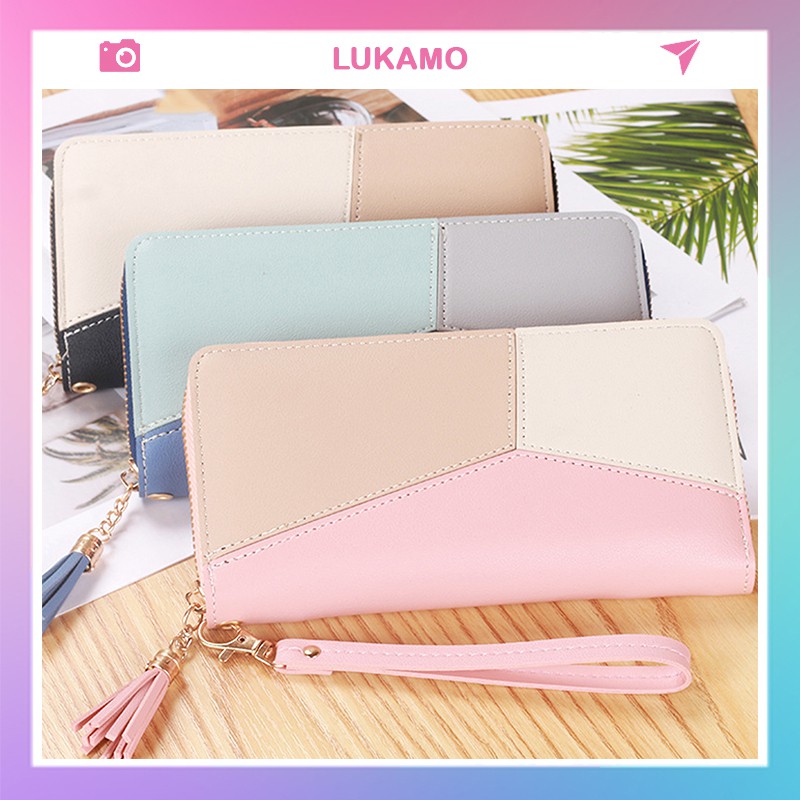 Ví nữ cầm tay cao cấp dáng dài đựng tiền nhiều ngăn giá rẻ gấp 2 đẹp LUKAMO VD361