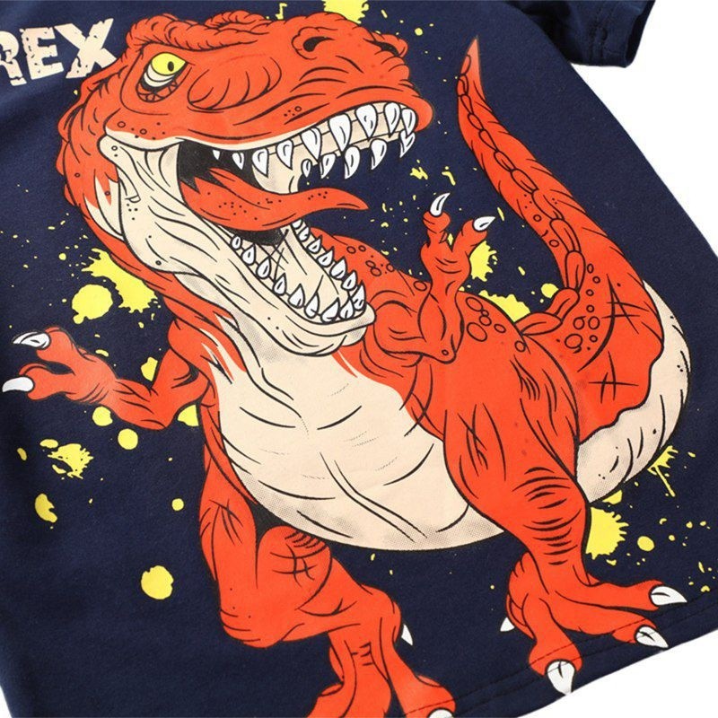 Áo thun tay ngắn hình khủng long T Rex dễ thương cho bé