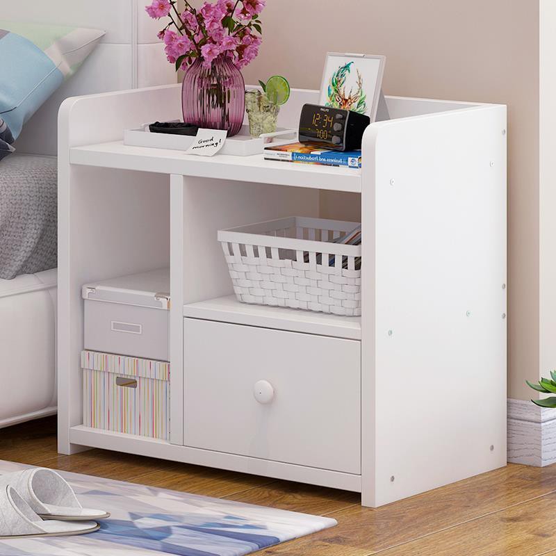 ☢Bàn đầu giường đơn giản hiện đại đa chức năng phòng ngủ tủ nhỏ đựng đồ mini kệ gỗ màu ghi [đăng ngày 10 tháng 3]