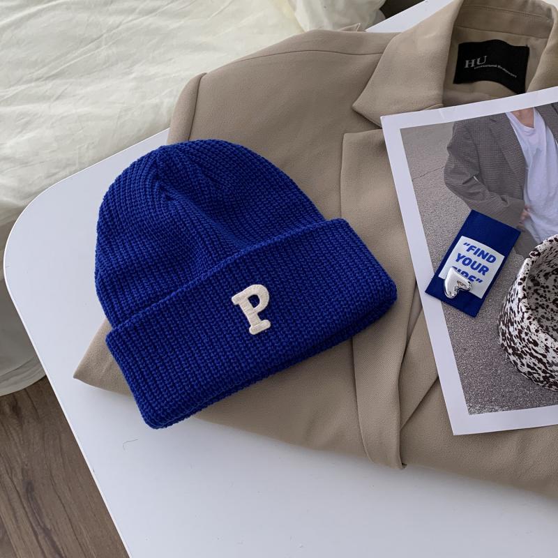 Mũ nón len Hàn Quốc thêu chữ P nhiều màu sẵn hàng - L13