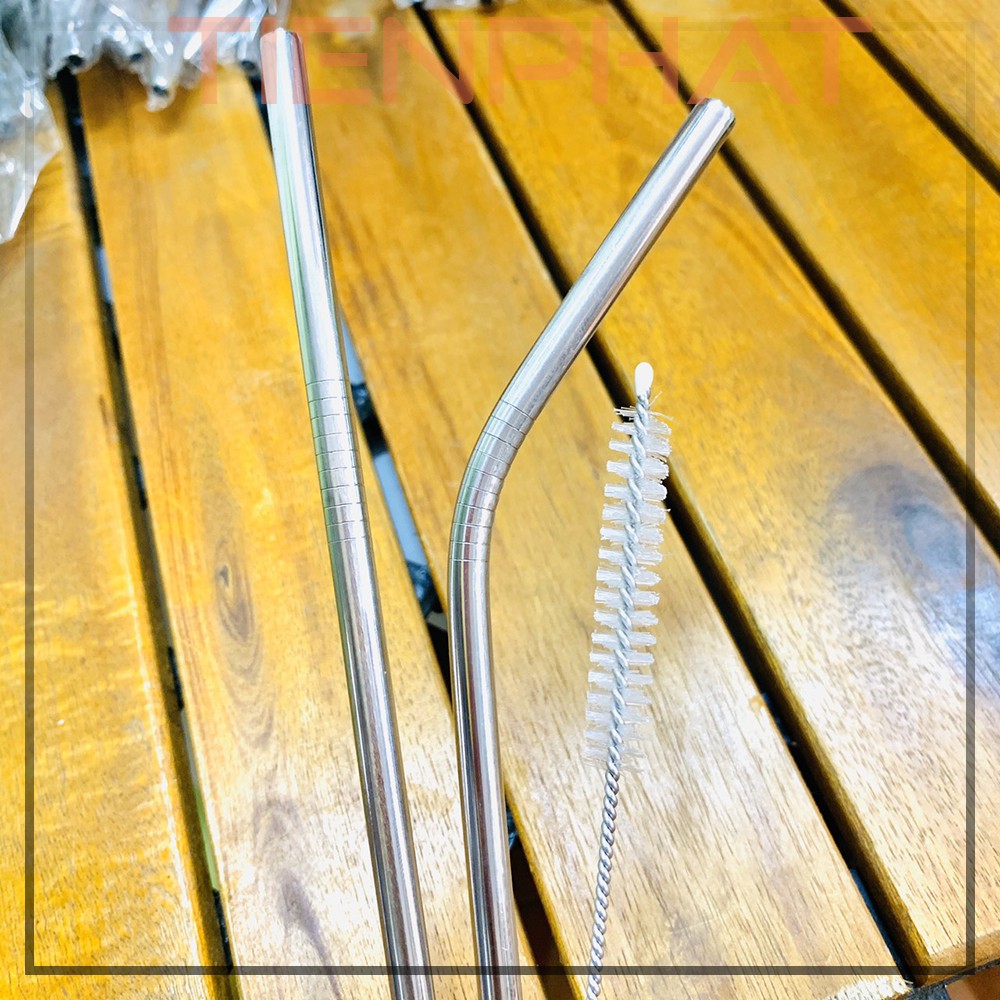 Ống hút inox 304 thân thiện với môi trường (ống hút thẳng + cong + cọ rửa)