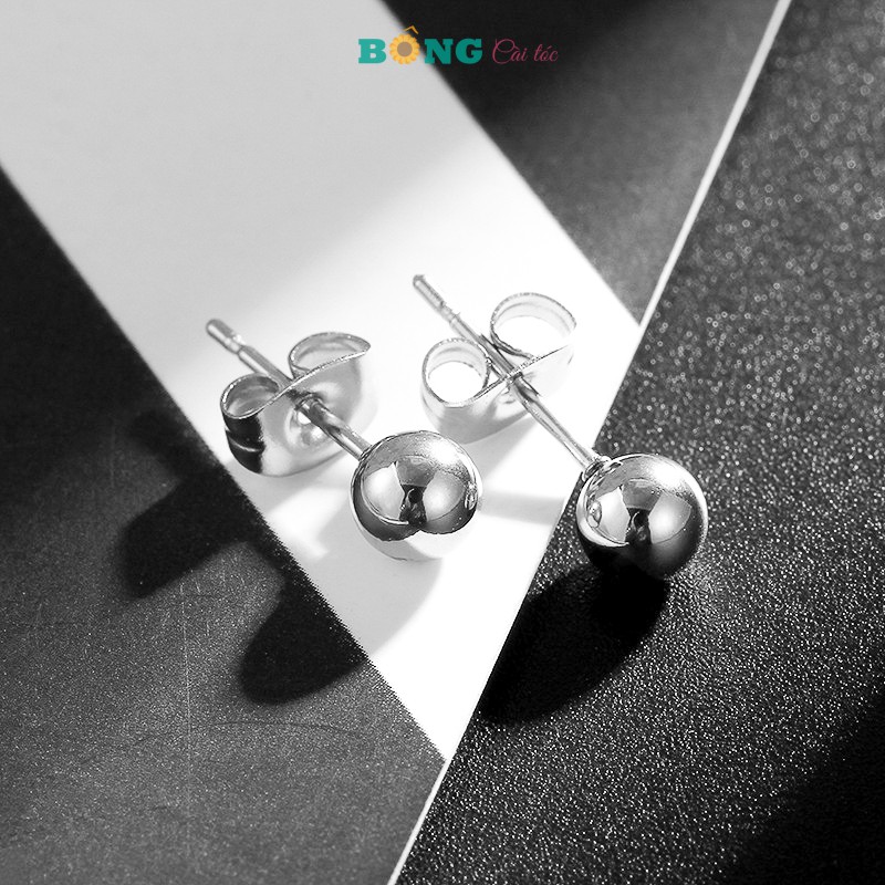 Bông tai titan unisex phong cách Hàn Quốc kiểu dáng hạt châu, thép y tế không gỉ BT50 - khuyên tai BÔNG Cài Tóc