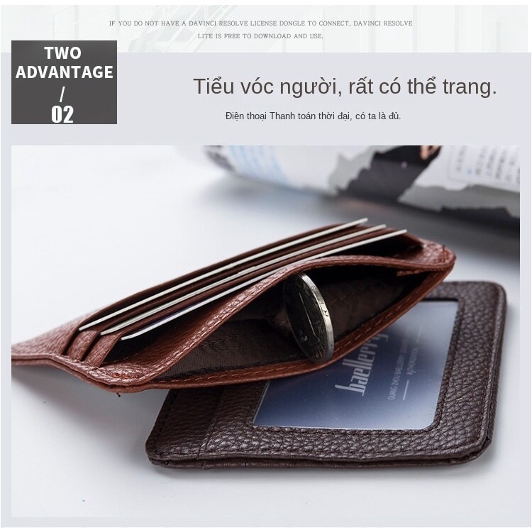 BAELLERRY Ví da đựng thẻ phong cách Hàn Quốc cho nam