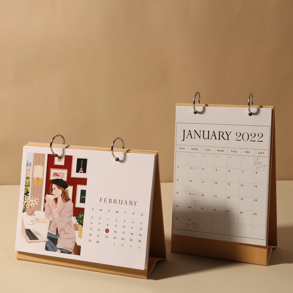 Lịch để bàn Planner đẹp - Lịch để bàn 2022 - Lịch chữ A thiết kế Chia Calendar