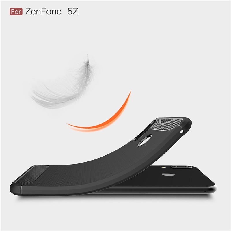 Ốp điện thoại  Asus Zenfone TPU silicone mềm họa tiết sợi carbon cho 5Z ZS620KL 6.2"