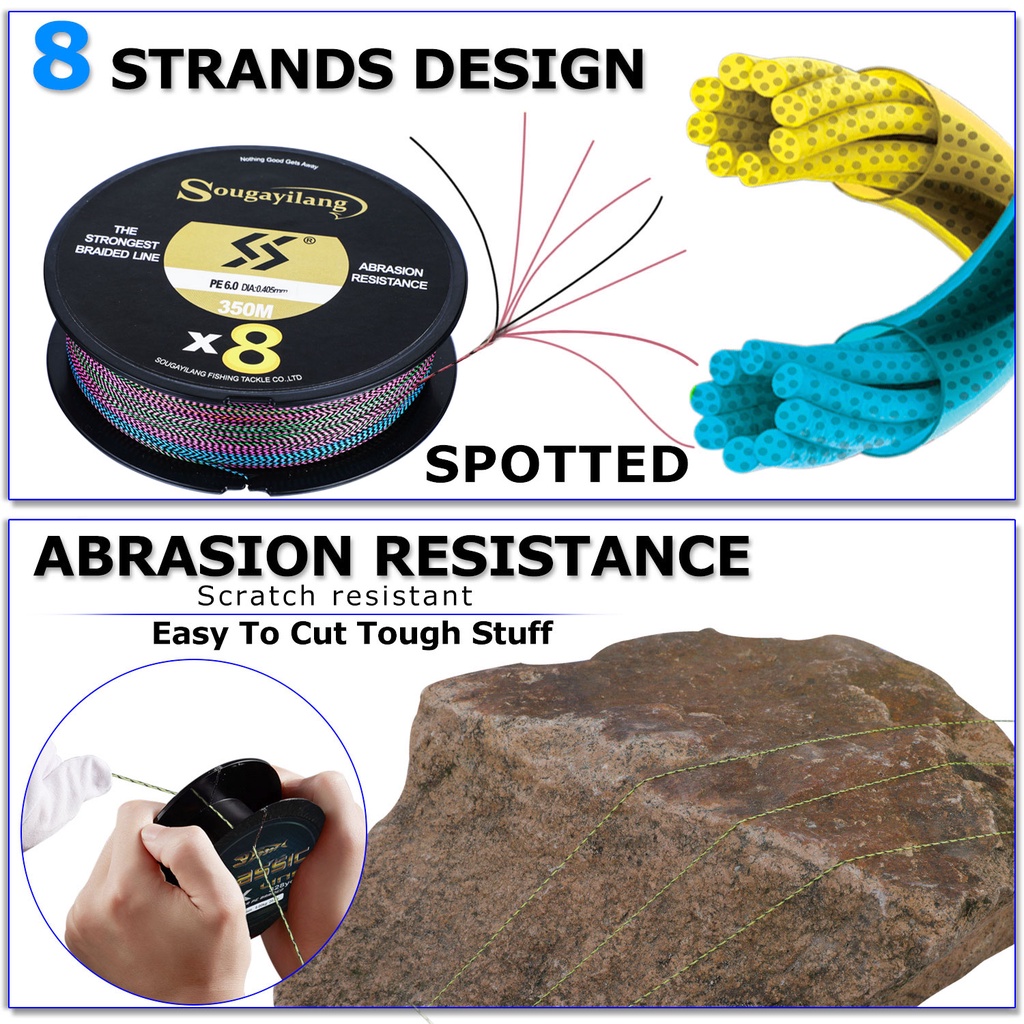 Cuộn Dây Câu Cá Sougayilang Bện 8 Sợi Tải Trọng 7.6-45.8kg Dài 8x 150m