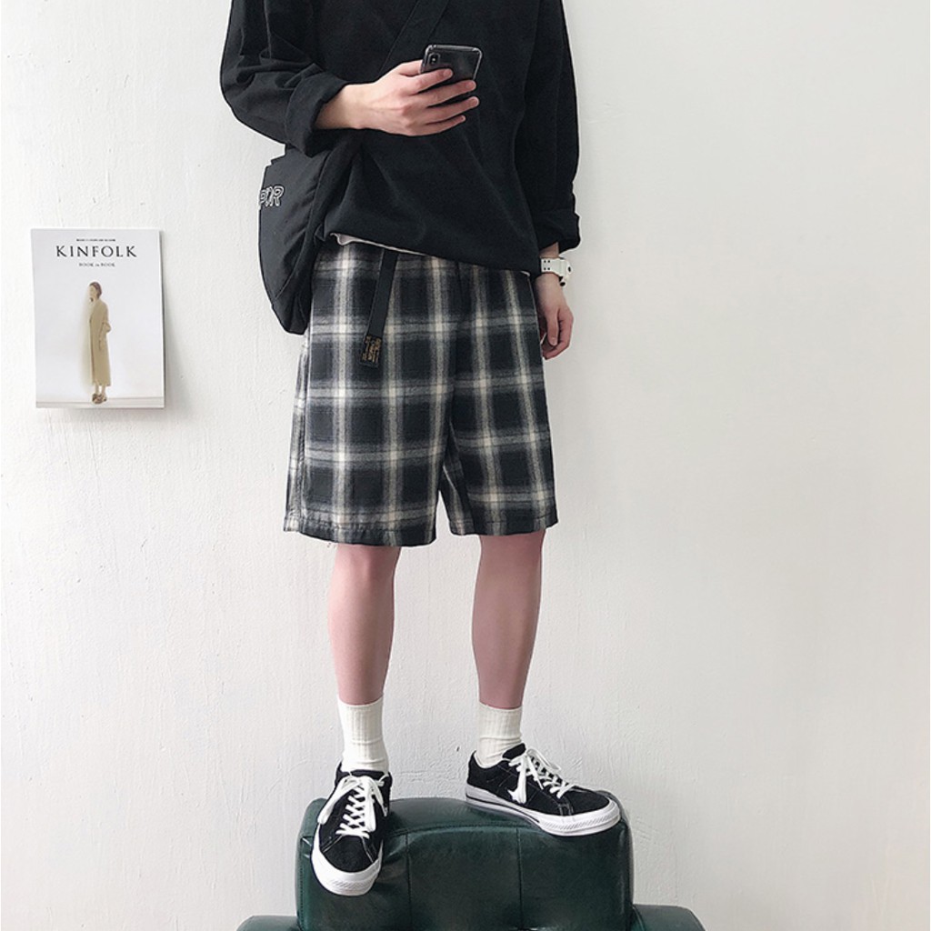 Quần Short, Quần Đùi Nam Nữ Kẻ Caro Đen Trắng Unisex  Hè 2021-QD09