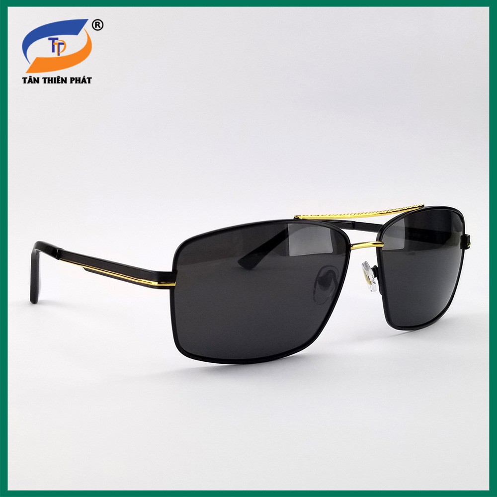 Mắt kính mát nam form chữ nhật màu đen viền vàng 5807. Tròng kính Polarized phân ...