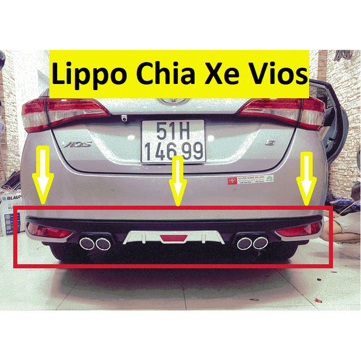 Líp Pô Chia Xe Toyota Vios 2022-2019 Mẫu 4 Pô Cao Cấp, Lắp Đặt Dễ Dàng