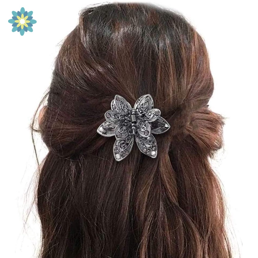 Kẹp tóc hình bướm bằng kim loại đính pha lê phong cách cổ điển phù hợp cho tiệc cưới