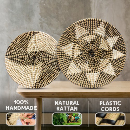 Đĩa cói trang trí chất liệu mây cói mềm tự nhiên trang trí tường, đựng rau củ.
