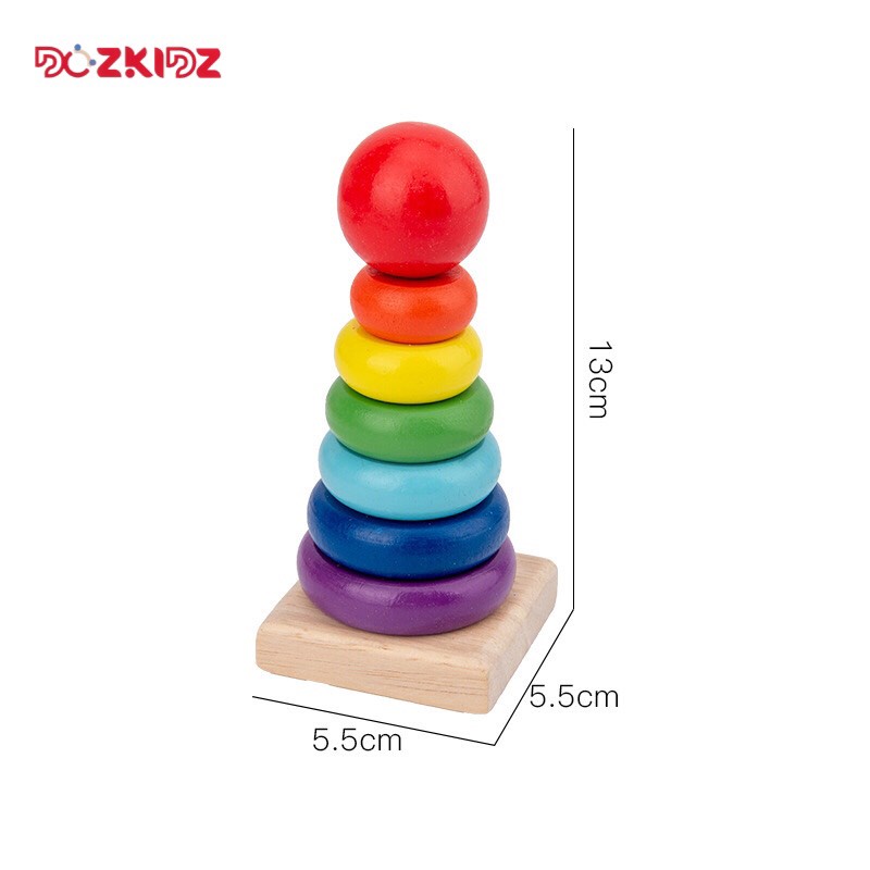 Đồ chơi thông mình xếp hình tháp cầu vòng bằng gỗ cho trẻ từ 1 tuổi trở lên - DOZKIDZ