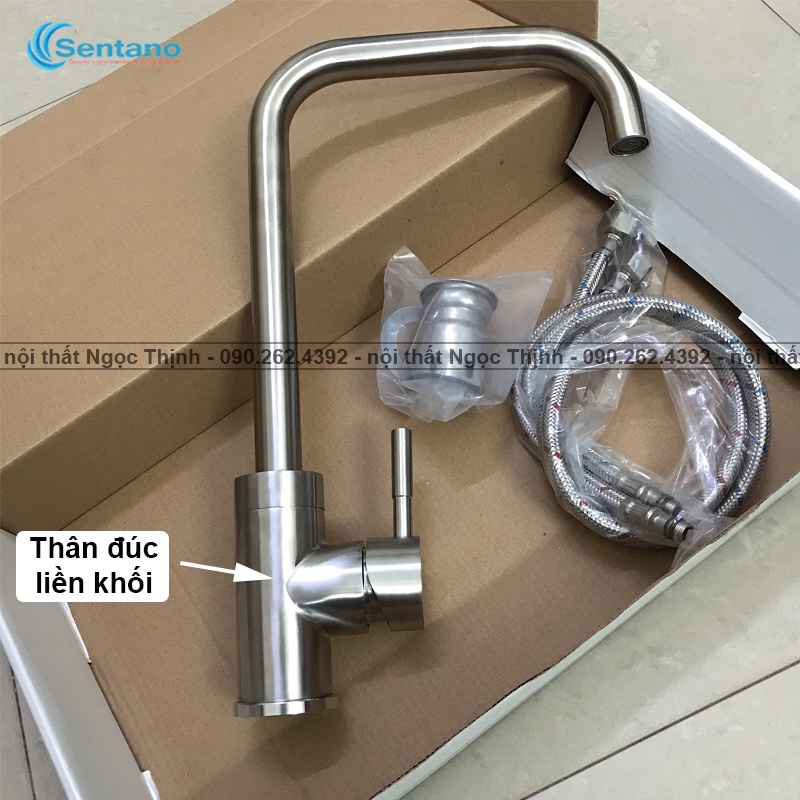 [DÒNG PLUS CAO CẤP] Vòi rửa chén Nóng Lạnh inox 304 cao cấp Không gỉ sét SENTANO STN-402 PLUS Xoay 360 tiện lợi