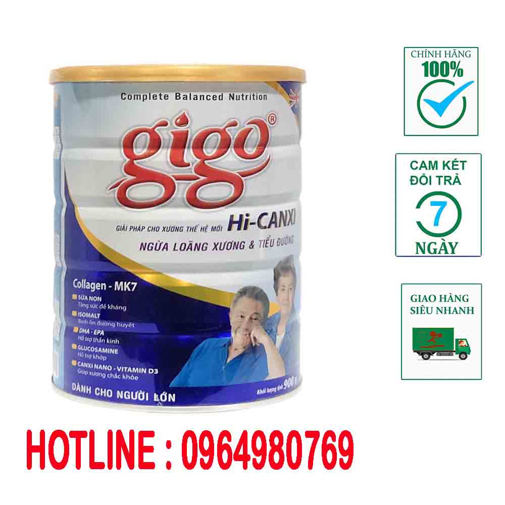 Sữa Gigo Hi-Canxi ngừa loãng xương &amp; tiểu đường lon 900g