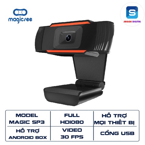 Webcam Magicsee SP3 Full HD1080 dành cho PC, Laptop, Android box ... Hỗ trợ học và làm việc online - Hàng Chính Hãng