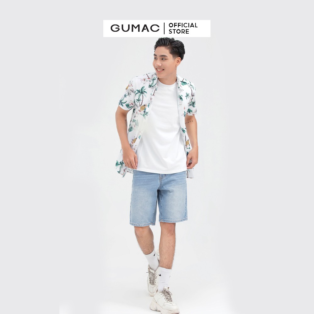 [Mã WABRGD12 giảm 10% đơn 250K] Áo sơ mi nam tay ngắn in cây dừa GUMAC ANB6110 | BigBuy360 - bigbuy360.vn