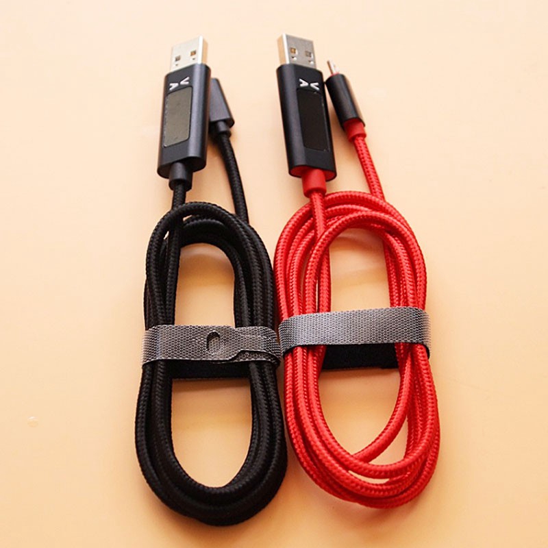 Ready Stock LCD Display 3A Quick Charge 3.0 Micro Type-C Lightning USB Charging Cable