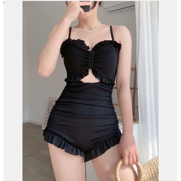 ♂✿Thời trang mới 2021 Áo tắm nữ có một mảnh kích thước lớn che bụng để thể hiện học sinh bảo thủ gầy Hot Spring Fairy Fa