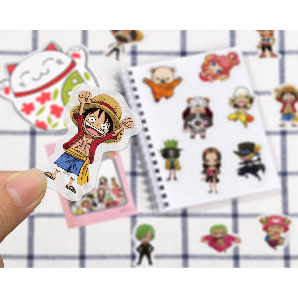 Bộ 40 miếng hình dán nhân vật One Piece trang trí thủ công