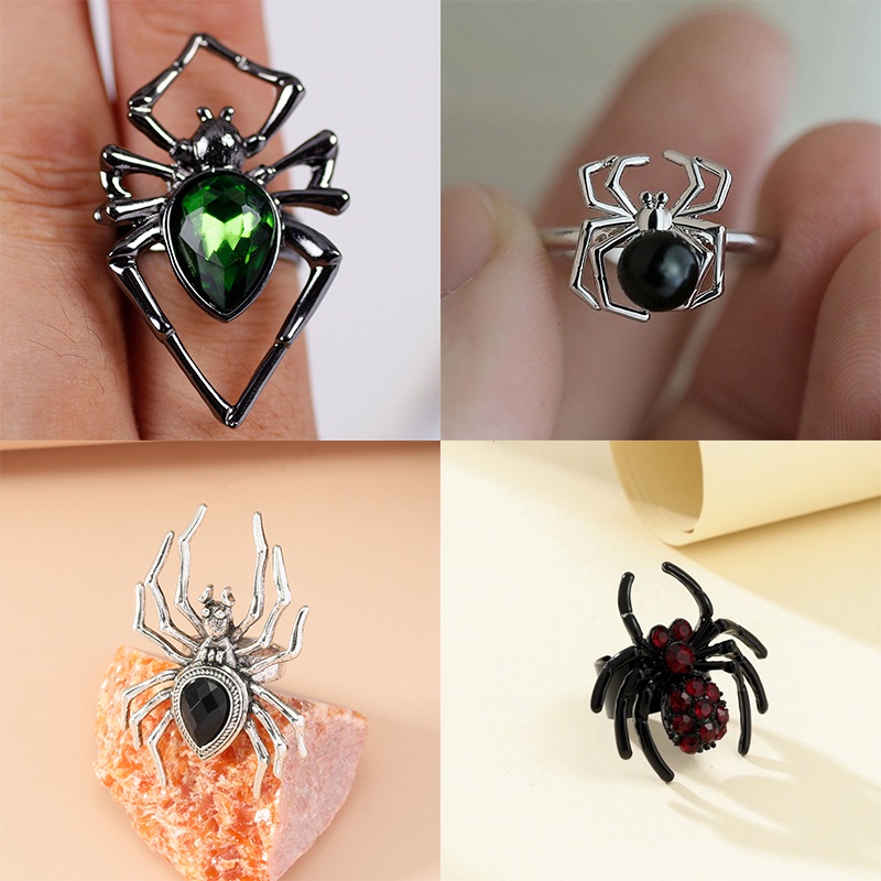 Nhẫn hở RINHOO hình nhện đính ngọc trai giả hóa trang lễ hội Halloween