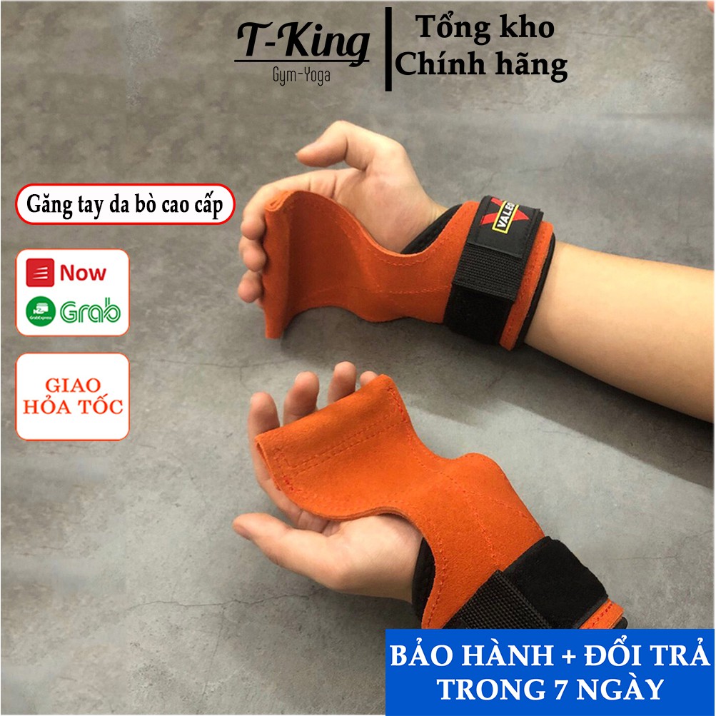 Găng Tay Tập Gym - Dây Kéo Lưng - Strap da bò chính hãng VALEO cao cấp