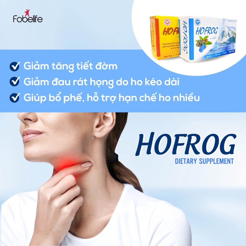 Viên Ngậm Giảm Đau Họng Hofrog Fobelife hộp 30 viên