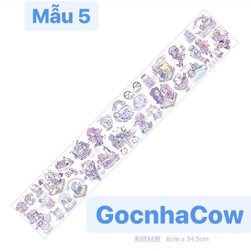 Miếng Stiker Dài Dán Hình Gấu Dán Trang Trí Sổ Tay Xinh Xắn