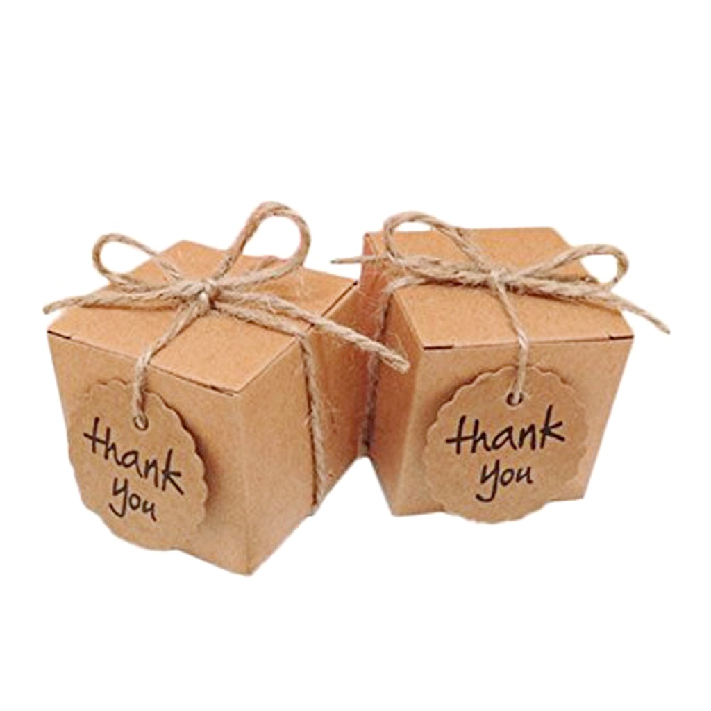 Set 50 Hộp Giấy Kraft Mini Đựng Bánh Kẹo Tráng Miệng Dễ Dàng Gấp Lại