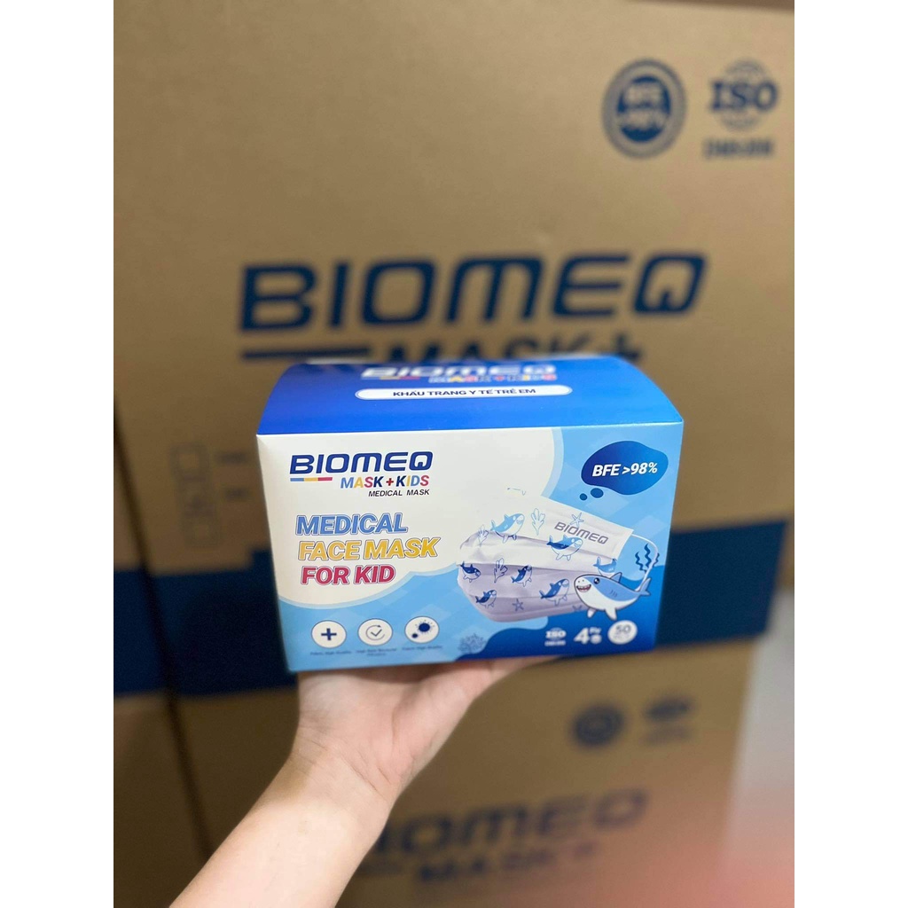 Khẩu trang y tế trẻ em kháng khuẩn 3 lớp BIOMEQ MASK+ KID cùng họa tiết dễ thương