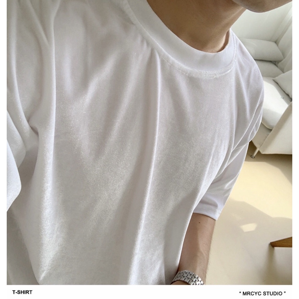 Áo phông nhung đen form rộng tay lỡ chất thoáng mát, thấm hút, không nhăn form rộng | BigBuy360 - bigbuy360.vn