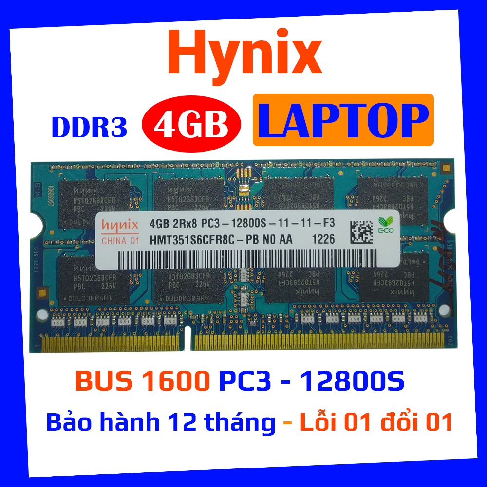 ram dd3 4gb laptop hynix BUS 1600mhz pc3 12800s tháo máy laptop dùng lướt hàng đẹp bảo hành 12 tháng