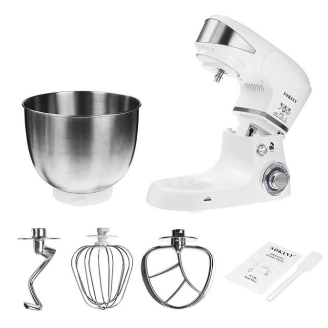 (Hàng chính hãng) Máy nhào bột SOKANY loại công nghiệp 1000W cực khỏe - Đánh trứng, trộn salad, topping- BH 1 năm
