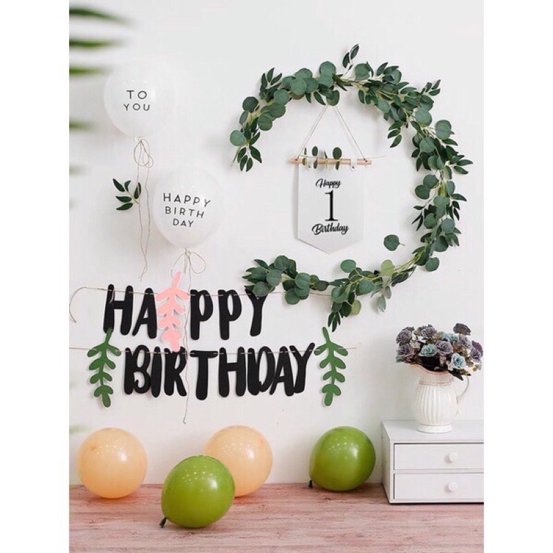 Set trang trí sinh nhật phong cách Hàn Quốc đơn giản, hiện đại