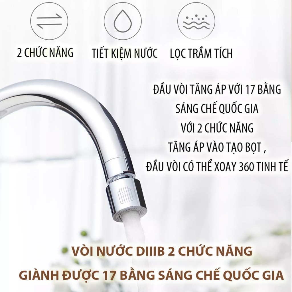 Đầu vòi tăng áp lực nước Xoay 360 Xiaomi