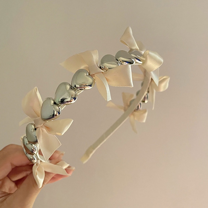 Flgo Băng Đô Cài Tóc Ruy Băng Bằng Kim Loại Hình Trái Tim Ngọt Ngào Cho Nữ