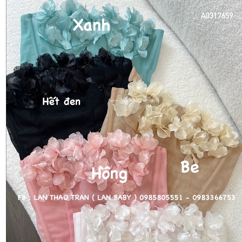 ÁO CROPTOP QUÂY LƯỚI ĐÍNH HOA XINH XẮN