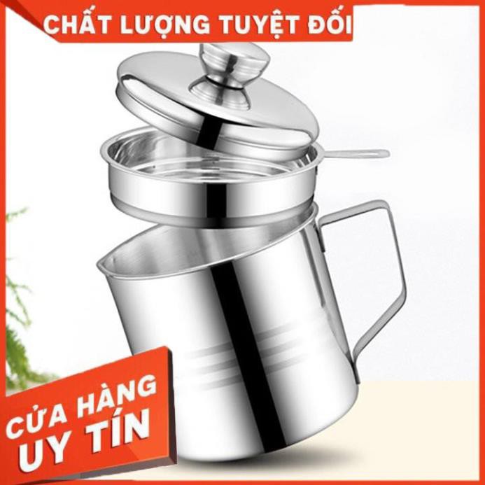 [Freeship - Hàng loại 1] Ca inox lọc dầu mỡ 1,2 lít lọc cặn dầu ăn, mỡ thừa