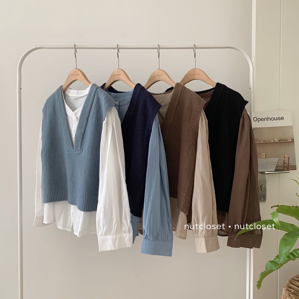 Áo gile len cổ V rộng _ A0268 | BigBuy360 - bigbuy360.vn