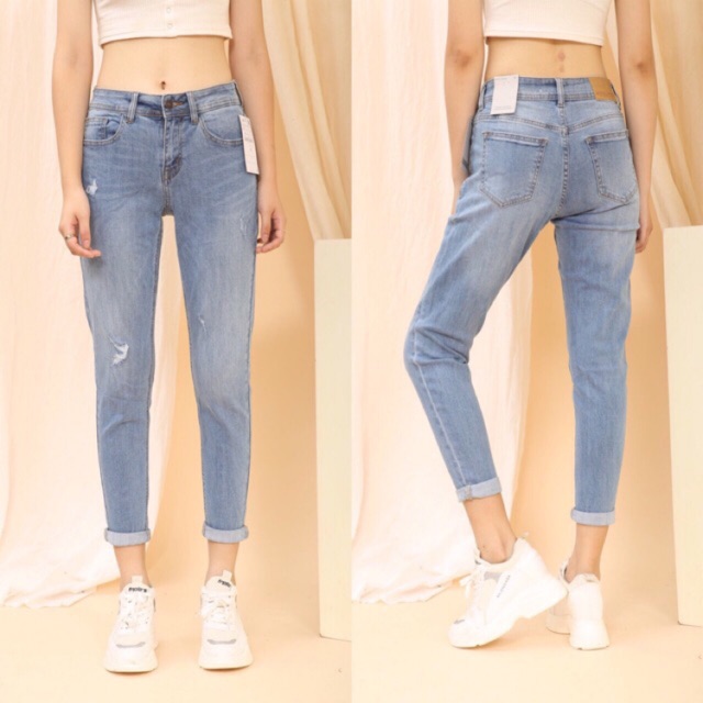 Quần Jeans Boyfriend xước nhẹ (dư xịn)
