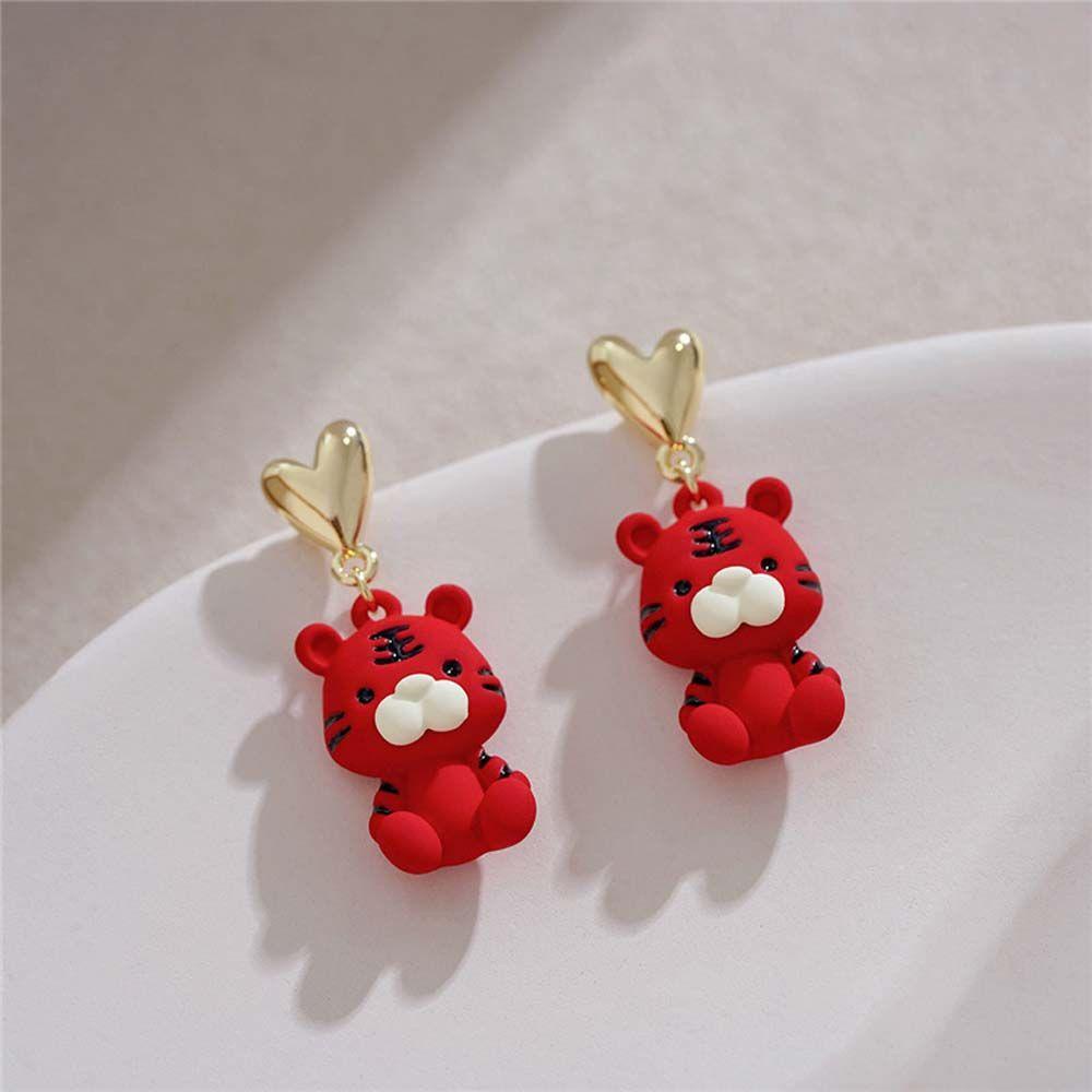 Bông Tai Hình Trái Tim Hoạt Hình Thời Trang Cho Nữ|Bông Tai Hợp Kim Hình Chuông Phong Cách Trung Hoa