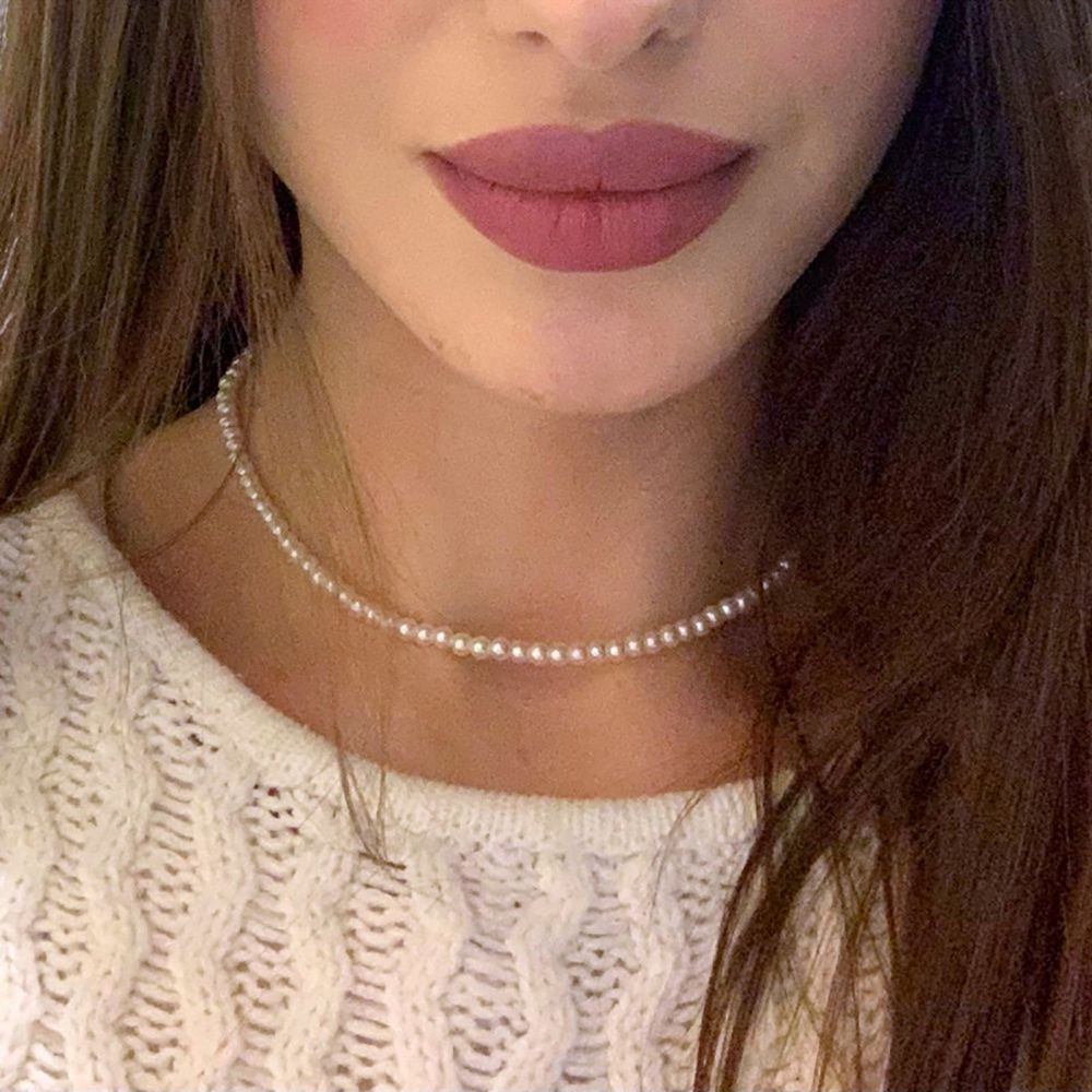 Vòng Cổ Choker Đính Hạt Ngọc Trai Trắng Phong Cách Hàn Quốc Thời Trang Cho Nữ