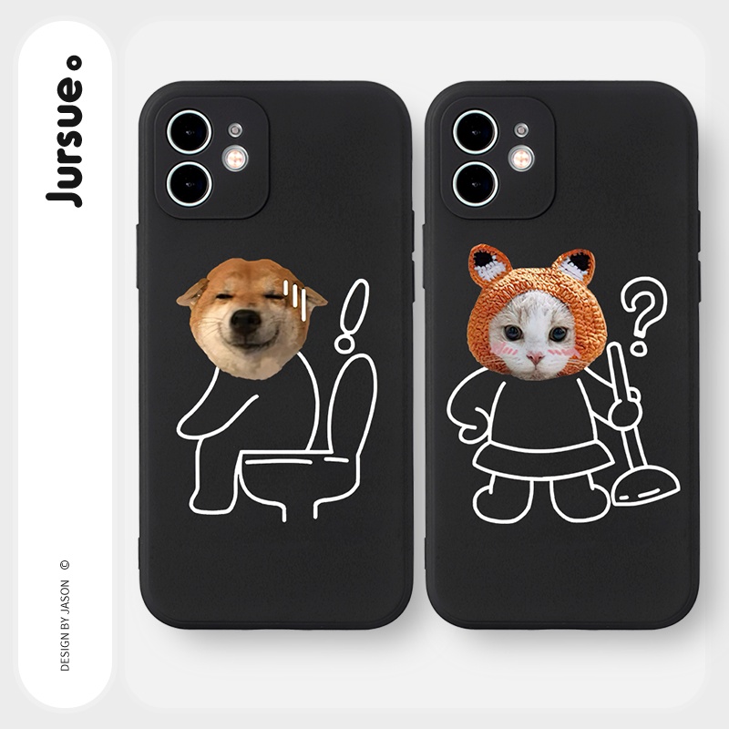 Ốp lưng JURSUE mềm hình cặp đôi độc lạ đen Cho iPhone 13 12 11 Pro Max SE 2020 X XR XS 8 7 ip 6S 6 Plus kute Y2136