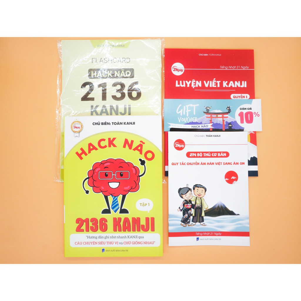 Sách Tiếng Nhật - Combo 5 Hack Não Kanji 1&2 + Hack Não Từ Vựng N5&4 + 1700 Từ Vựng Giao Tiếp