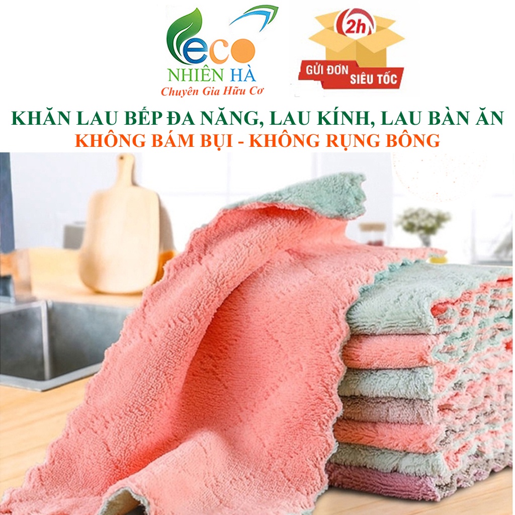 Khăn lau bếp đa năng, lau kính, lau bàn ăn, siêu thấm nước, mềm mịn, dễ giặt sạch